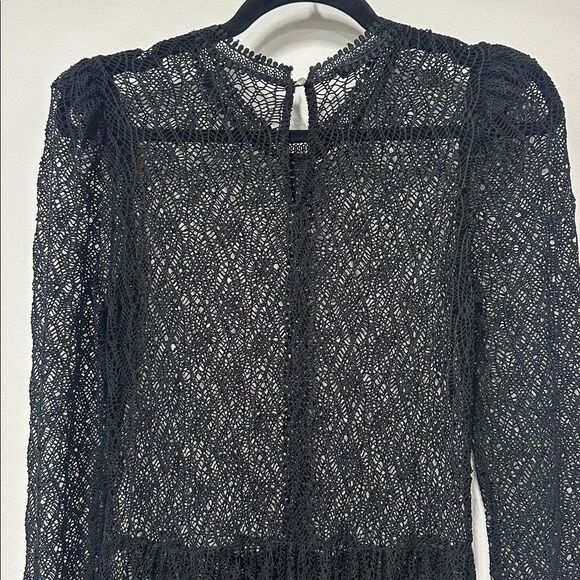 Rare Sabina Musayev Black Lace Maxi Dress Sheer, Long Sleeve, Boho Formal (S/M) - Picture 6 of 14